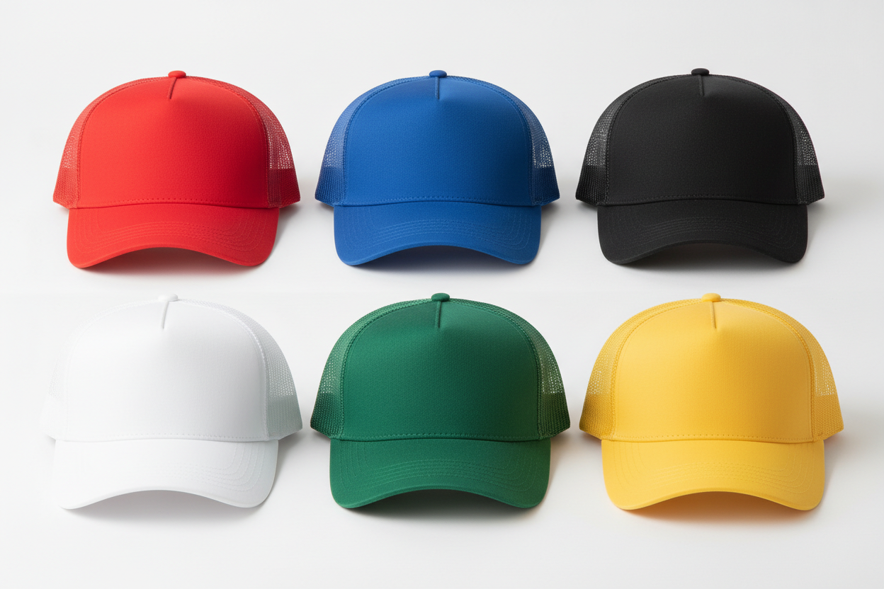 front facing trucker hat in different colors