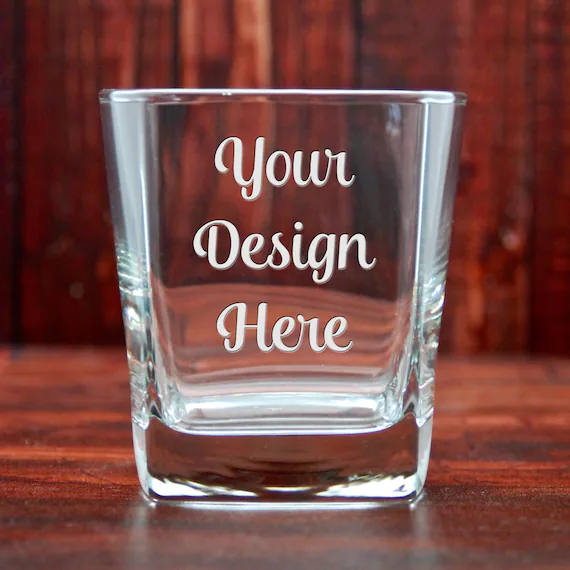 Etched whiskey glass